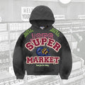 Pigment-Wash Effect Monster Appliqué Pullover Hoodie - JS-4001