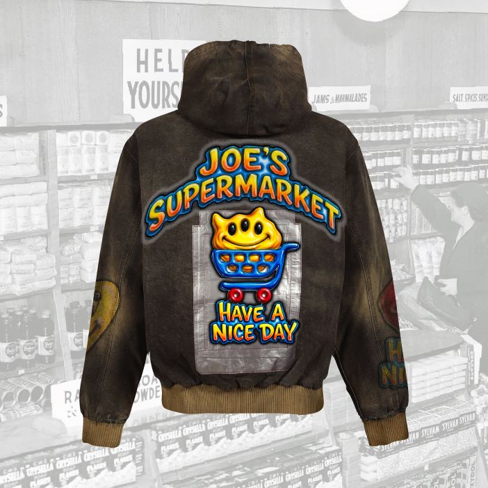 Enzyme-Wash Graphic Appliqué Full-Zip Hoodie - JS-4003