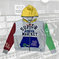 Color Block Have A Nice Day Varsity Zip Hoodie - JS-16