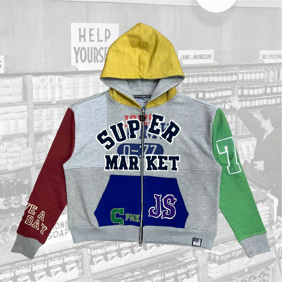 Color Block Have A Nice Day Varsity Zip Hoodie - JS-16
