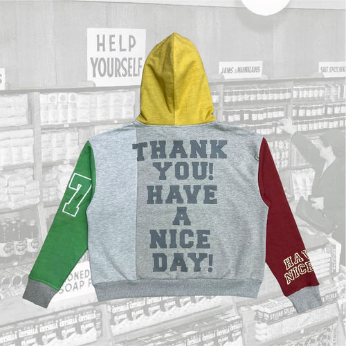 Color Block Have A Nice Day Varsity Zip Hoodie - JS-16