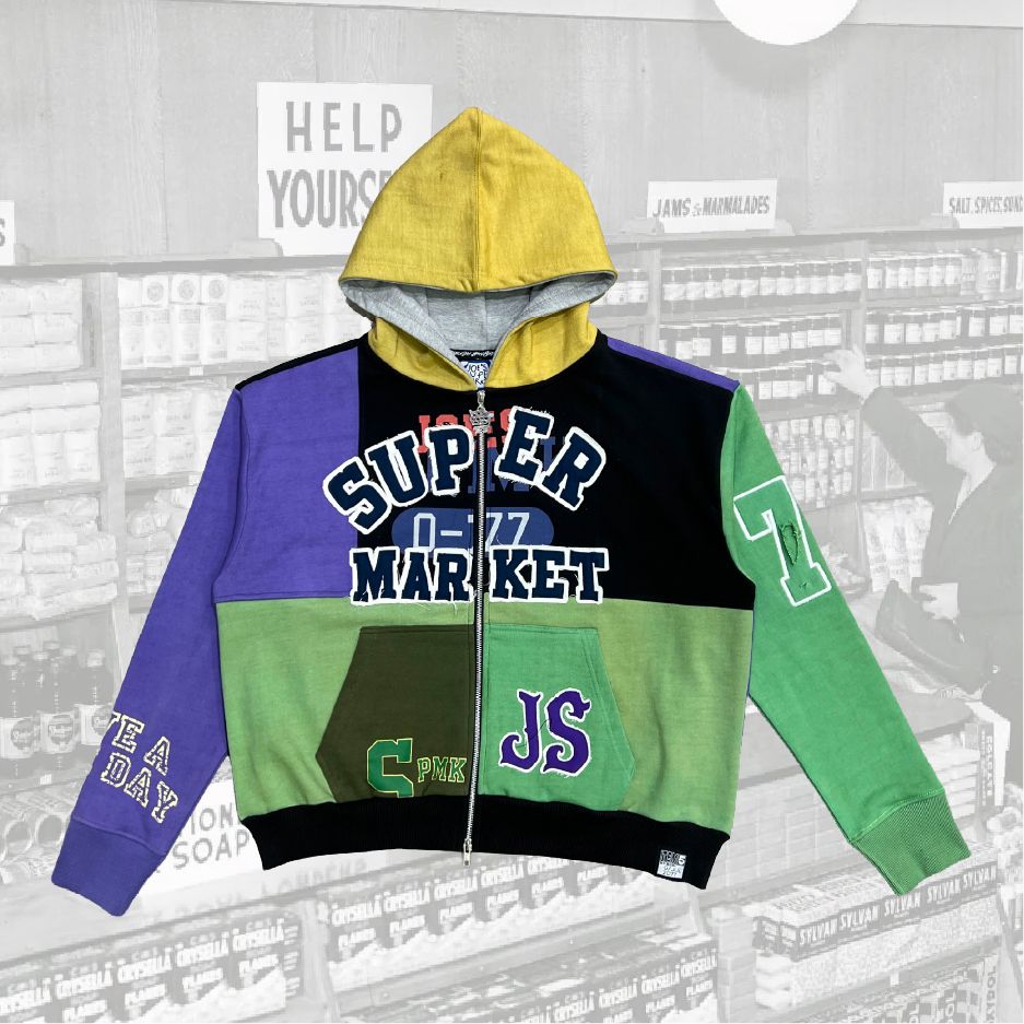 Color Block Have A Nice Day Varsity Zip Hoodie - JS-16