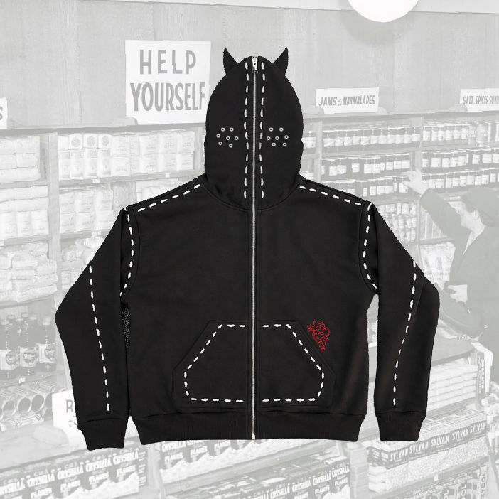 Hand-Stitched Horn Hoodie With Extended Zipper - JS-4004