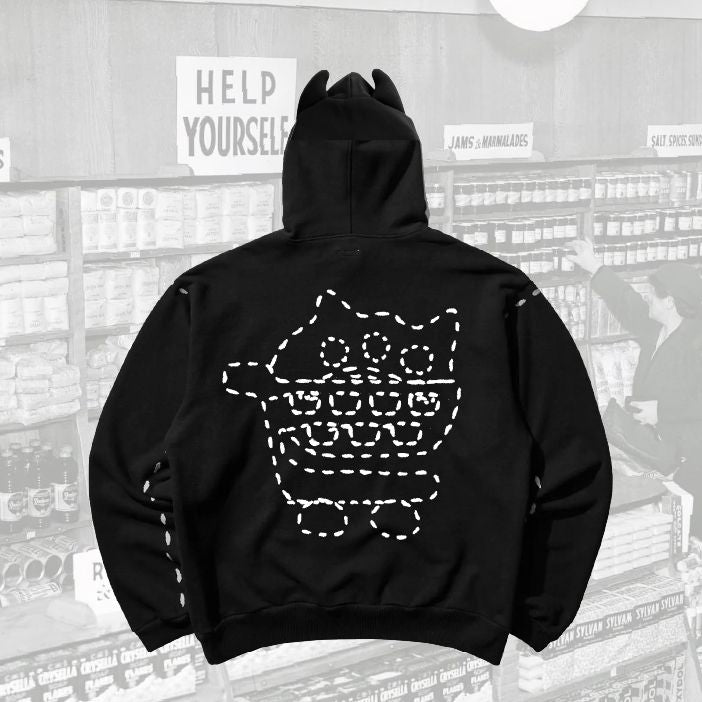 Hand-Stitched Horn Hoodie With Extended Zipper - JS-4004